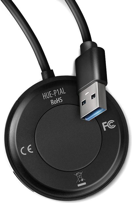 Actual product image Axagon HUE-P1AL interface hub USB 3.2 Gen 1 (3.1 Gen 1) Type-A Black (USB-C, 4 Ports)