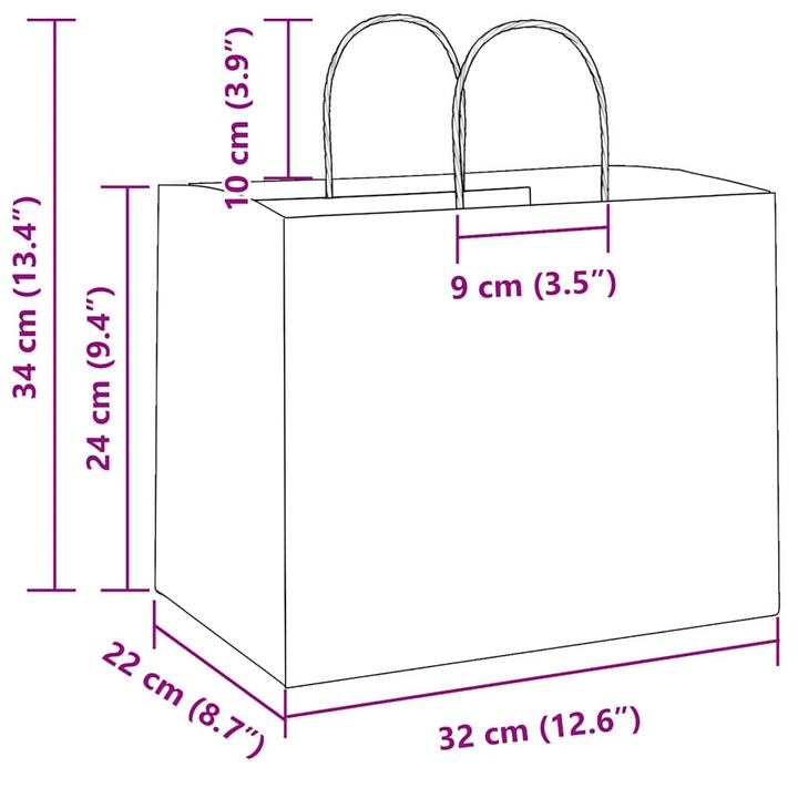 Actual product image VidaXL Kraft paper bags 250 pcs. with handle white 32x22x24 cm paper bag (Gift bag, 250 x)