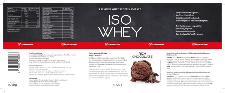 Nutritional values and ingredients PowerFood One Iso Whey (Rich chocolate, 1 pcs., 720 g)