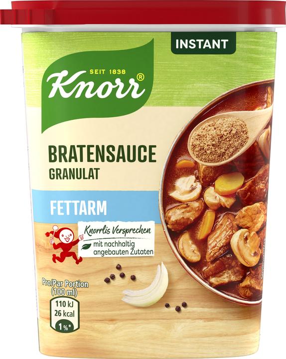 Knorr Sauce de rôti granulée instantanée pauvre en graisse, en portions légères, pour les plats de viande (230 g)