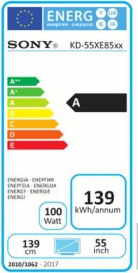 Energie-Label Sony Kd-55xe8505 (55", LCD, 4K, 2017)