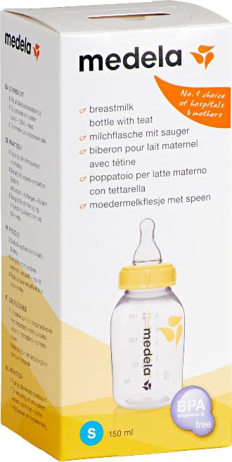 Image du produit Medela Biberon de lait 150 ml avec tétine S (débit lent / 0 à 3 mois) (150 ml)
