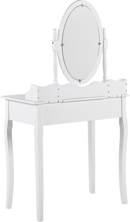 Actual product image Beliani Dressing Table with Oval Mirror Stool 1 Drawer White SOLEIL (39 x 30 x 47 cm)