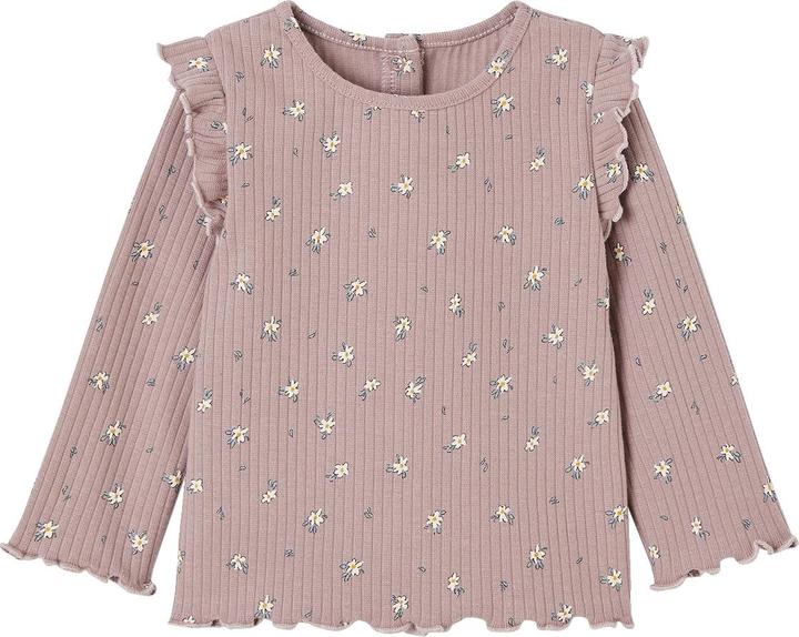 Produktbild Vertbaudet Geripptes Mädchen Baby Shirt mit Volantärmeln, Bio-Baumwolle (62)