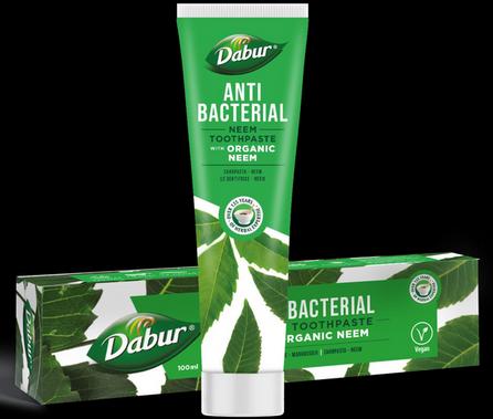 Immagine prodotto Dabur Dentifricio antibatterico al Neem 100ml Cura orale naturale con estratti di Neem per un alito (100 ml)