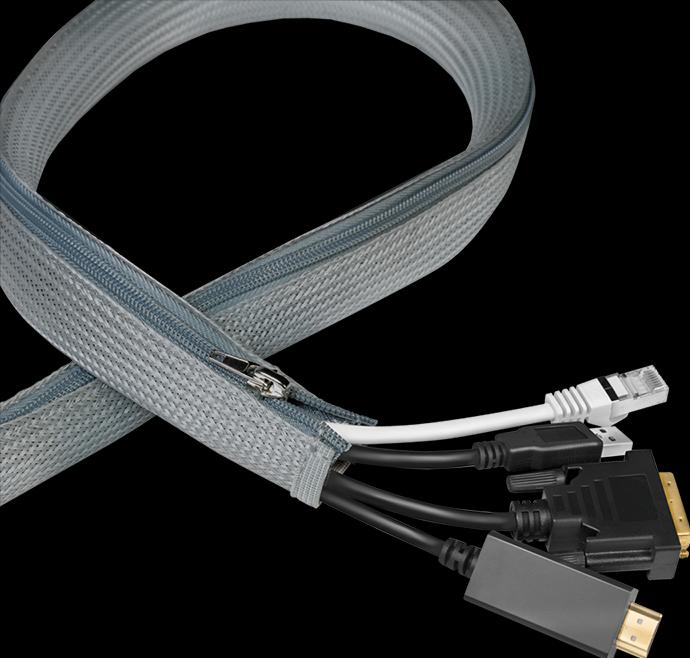 Actual product image LogiLink Cable conduit with zip fastener, 2.0 m, grey, made of polyester, abrasion, tension & deformation (Cable conduit, 200 cm)
