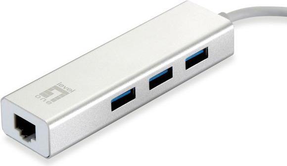 Actual product image LevelOne Adapter USB-C -> 10/100/1000,3xUSB3.0 si (USB-C, RJ45 (1x))