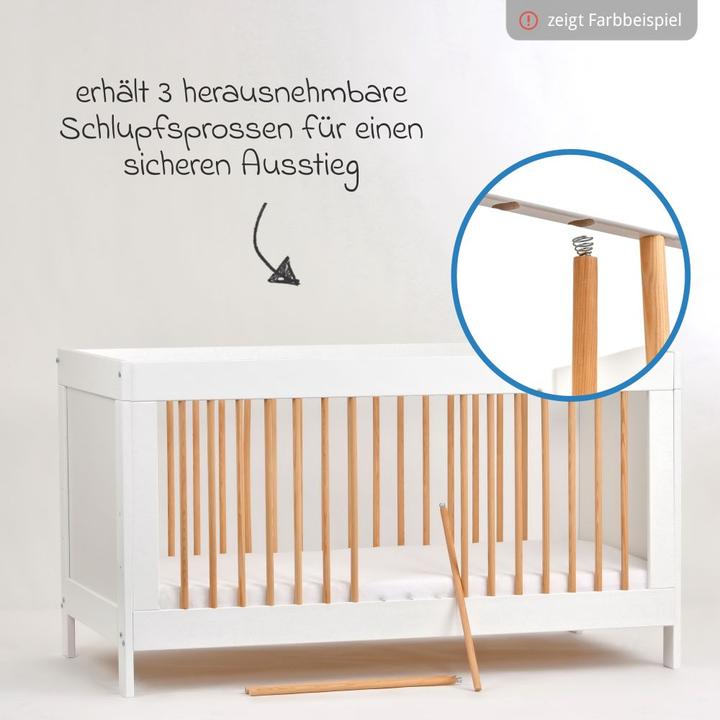 Produktbild jonka Gitterbetten Babybett und Kinderbett Erwin mit 3-fach (140 x 70 cm)