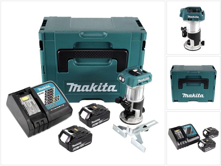 Actual product image Makita DRT 50 RGJ cordless multifunction router brushless 18V + 2x rechargeable batteries 6.0 Ah + quick