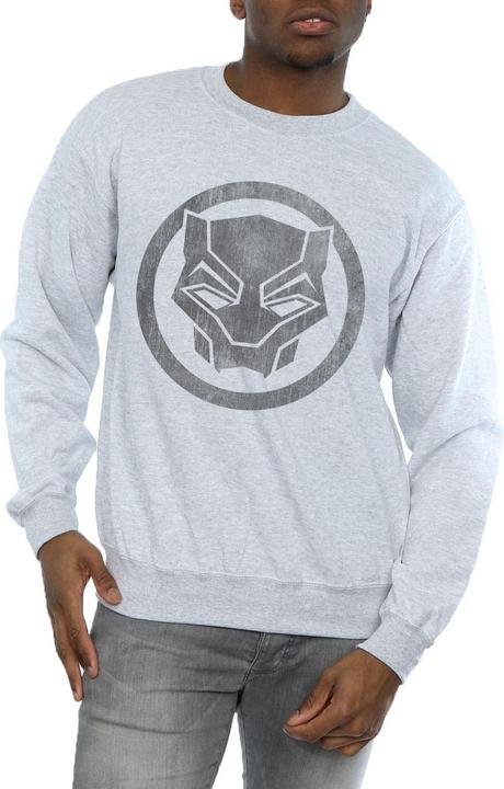 Actual product image Mens Black Panther Distressed Icon Cotton Sweatshirt (XXL)