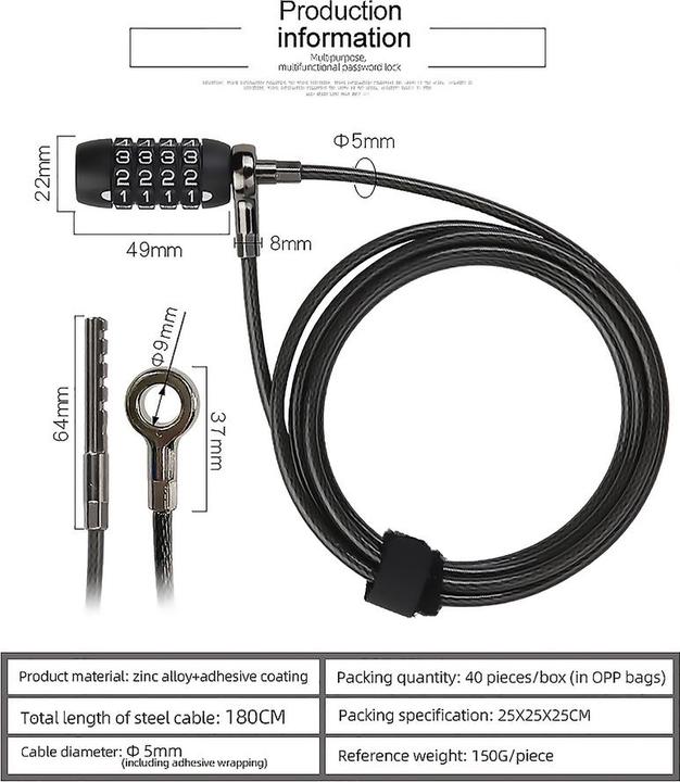 Immagine prodotto Mobygo Catena a cavo EasyPass (180 cm)