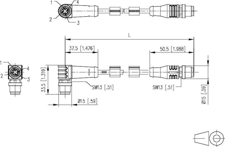 Produktbild Metz Connect Verbindungsleitung M12 ST-M12 ST, 4-pol D-kodiert (F/FTP, CAT5e, 2 m)