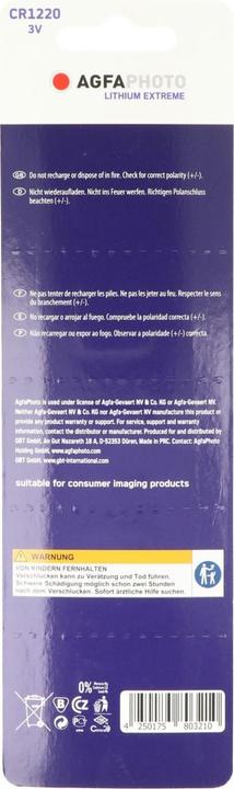 Actual product image AGFAPHOTO Button cell CR 1220 Lithium 3 V 5 pcs. (5 pcs., CR1220)