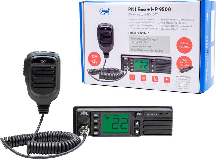 Actual product image PNI CB radio Escort HP 9500 Multistandard, front loudspeaker, ASQ, VOX, Scan, 4W, AM-FM, power