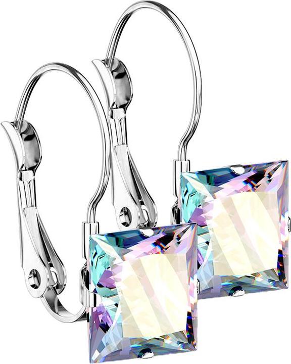 Immagine prodotto Hollywood Body Jewelry Orecchino in argento con cristallo quadrato multicolore (senza ottone, Acciaio chirurgico 316L)