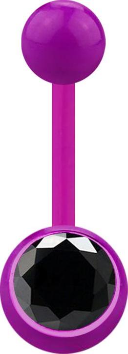 Actual product image Star Piercing Banana violet with ball and ball crystal black (Acrylic, without brass)