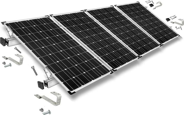 Image du produit Offgridtec Kit de montage avec crochets de toit pour tuiles plates pour le montage de 4 panneaux solaires sur (Matériel de montage du système solaire)
