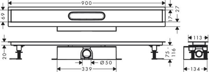 Actual product image hansgrohe Complete set uBox universal, for shower channels prefabricated sets, standard 900mm (900 mm)