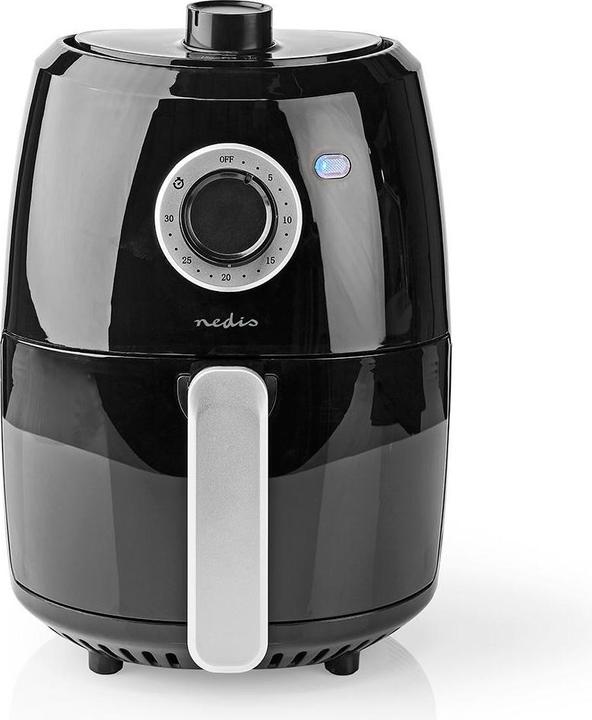 Actual product image Nedis Hot Air Fryer | 2.4 l | Timer: 30 min | Analogue | Aluminium / Black (EU plug)