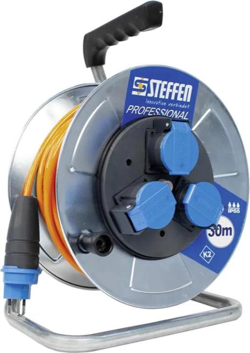 Steffen Avvolgicavo in metallo PROFESSIONAL zincato 3xT13 IP55 EPR-PUR 3x1,5mm2 30m (30 m, 1.50 mm².)