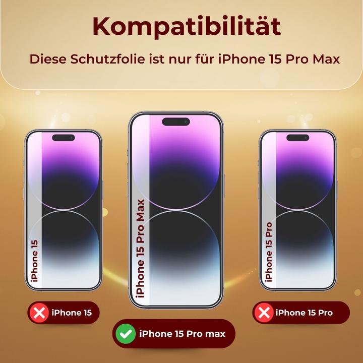 Actual product image Protectorking 3x real tempered 9H armoured glass 3D CLEAR (1 Piece, Apple iPhone 15 Pro Max)