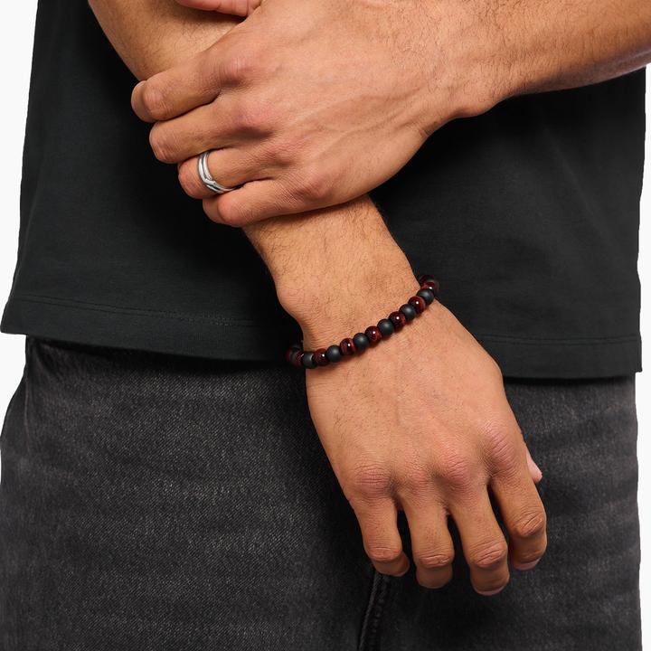 Actual product image Thomas Sabo Armband Obsidian und rotes Tigerauge (19 cm, Silver 925)