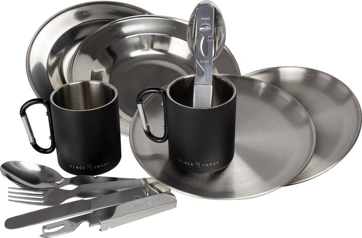 Actual product image Black Snake Stainless Steel Camping Tableware Set