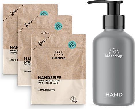 Actual product image Kleandrop Powder,Hand Care Starter Set Trio (Liquid soap, 200 ml)