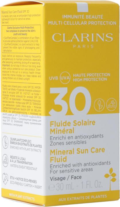 Produktbild Clarins Sun - Fluide Solaire Minéral Visage SPF30 (Sonnencreme Gesicht, SPF 30, 30 ml, 62 g)