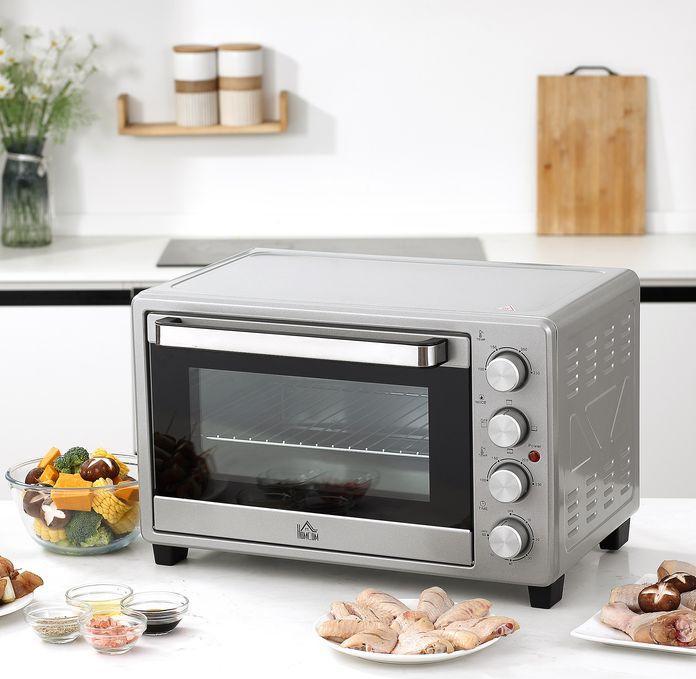 Produktbild Swisshandel24 Minibackofen 32L 1600W Elektrischer Mini Ofen mit Schlackenauffangwanne Metall Edelstahl Glas Silber