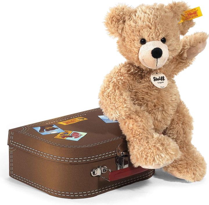 Actual product image Steiff Fynn Teddy Bear in suitcase (28 cm)