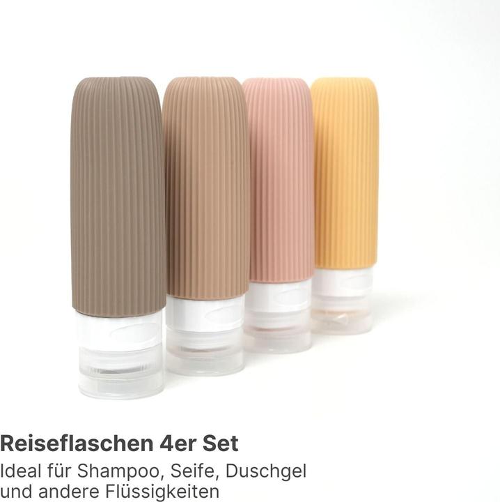 Immagine prodotto Hermex Set di 4 flaconi da viaggio per shampoo da spremere (Prodotto per l'igiene, Sacchi liquidi, Set manicure)