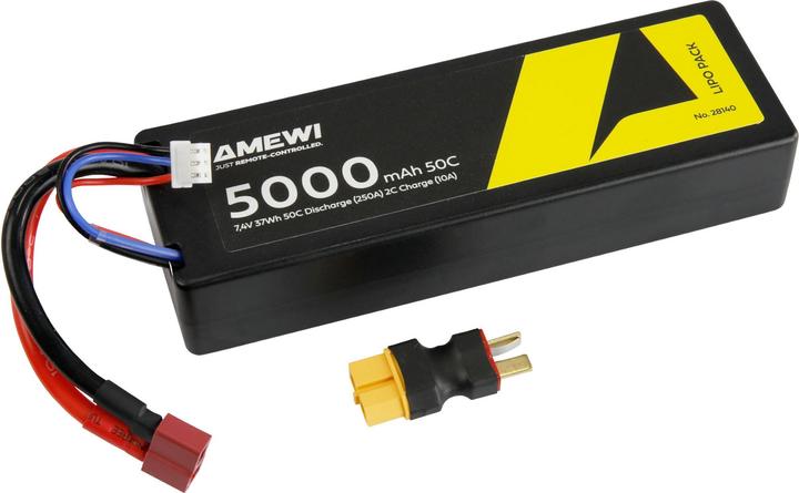 Actual product image Amewi LiPo Akku 2S 7,4V 5000mAh 50C T-Plug (7.40 V, 5000 mAh)