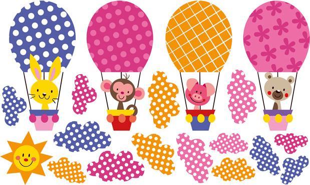 Image du produit Trenddeko Motif - Animaux rigolos dans une montgolfière (set) (60 x 36 cm)