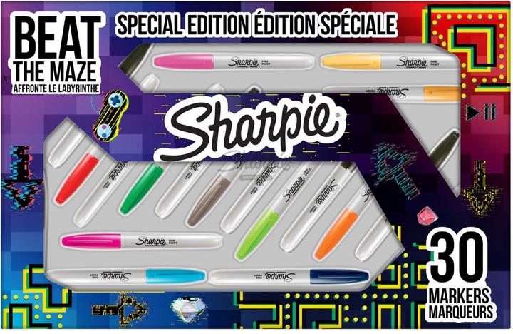 Sharpie Permanentmarker Fein Rundsp. F0,9mm+UF0,5mm 30er Box (Mehrfarbig, 1 mm, 30 x)