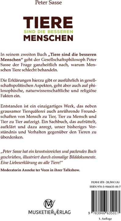 Image du produit Tiere sind die besseren Menschen (Allemand, Peter Sasse, 2016)