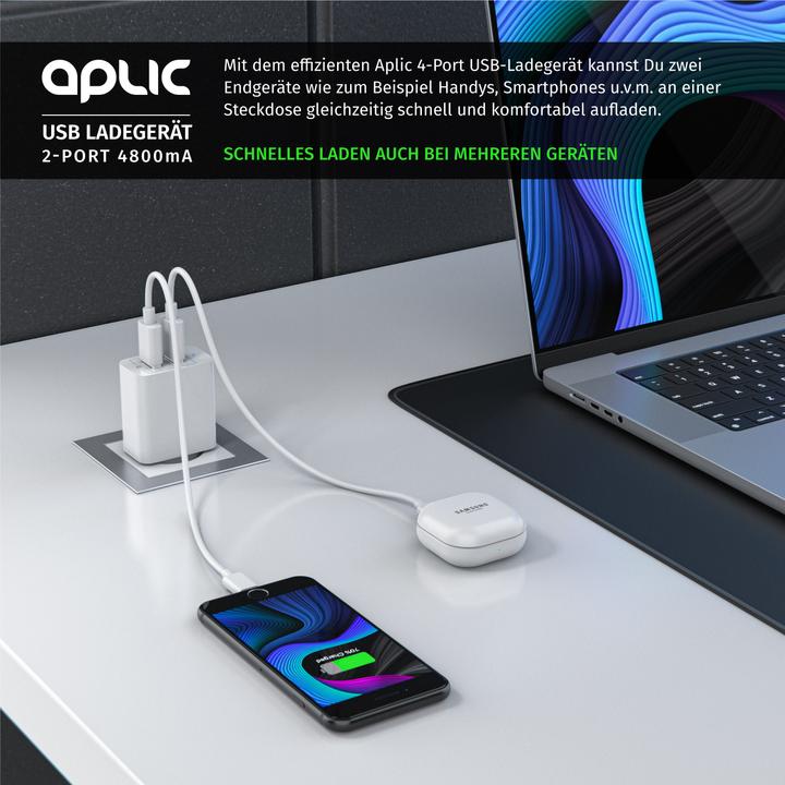 Actual product image Aplic USB charger 4800 mA, 2 port power supply for mobile/smartphone/tablet, 4800mA - 2400mA per port (28 W)