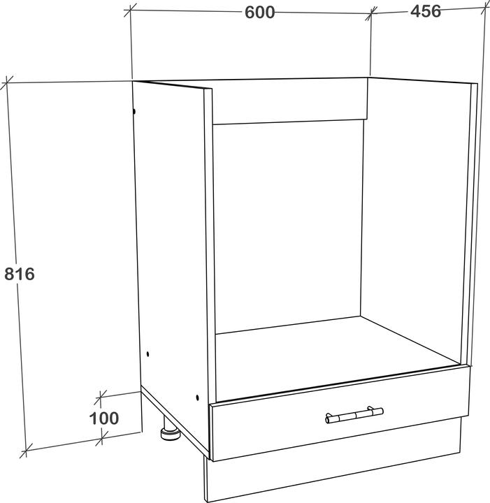 Produktbild VCM Ofenschrank Breite 60 cm Herdumbauschrank Herdschrank Backofenschrank Esilo Zusatzfach Klappe (60 x 46 x 82 cm)