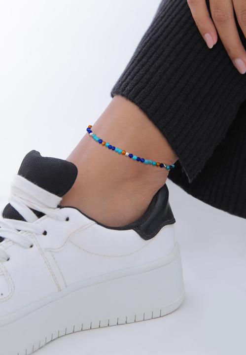 Produktbild Elli Fussschmuck Achat Kugeln Blau Bunt 925 Silber (Edelstahl, 925er Sterling Silber, Achat, 22 cm)
