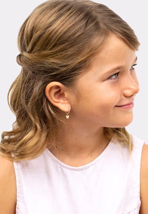 Produktbild Elli Ohrringe Kids Creolen Schmetterling 925 Silber vergoldet (925 Sterling Silber)