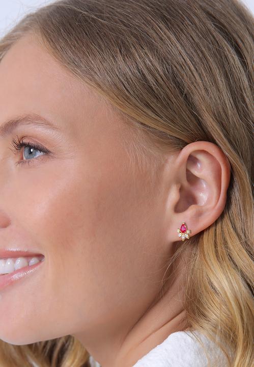 Actual product image Elli Earrings cubic zirconia synthetic ruby 925 silver (925 Sterling silver, Synthetic ruby, Zirconia)