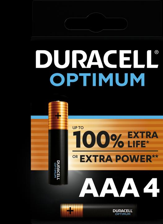 Immagine prodotto Duracell Pile AAA Optimum da 4 pezzi (4 pz., AAA)