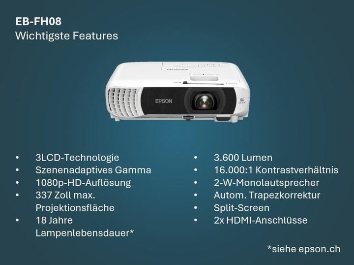 Actual product image Epson EB-FH08 (Full HD, 3600 lm, 1.22 - 1.47:1)