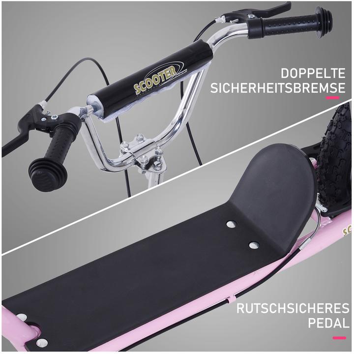 Image du produit Homcom trottinette pour enfants avec frein à main, pneus gonflables extra-épais, guidon réglable en hauteur