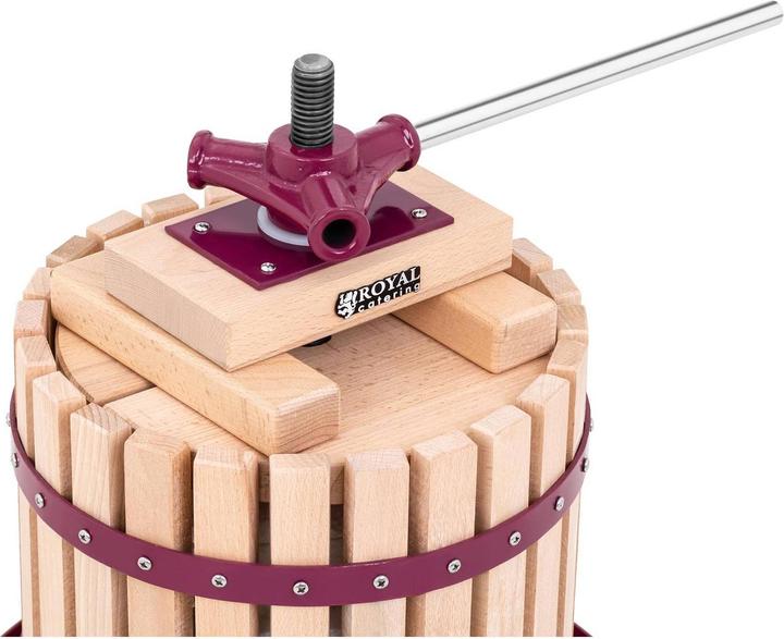 Produktbild Royal Catering Obstpresse Manuelle Saftpresse Weinpresse Fruchtpresse Holz 12 l inkl. Zubehör