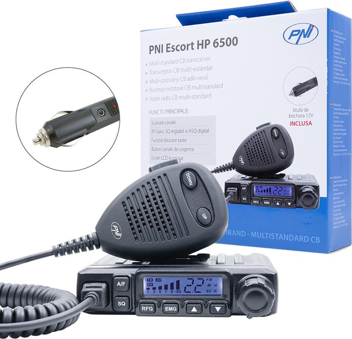 PNI CB-radio Escort HP 6500, multistandaard, 4 W, AM-FM, 12 V, ASQ, RF Gain
