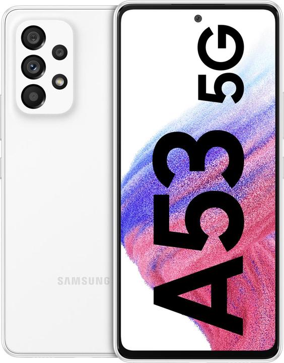 Actual product image Samsung Galaxy A53 5G EU (128 GB, Awesome White, 6.50", Dual SIM, 64 Mpx, 5G)
