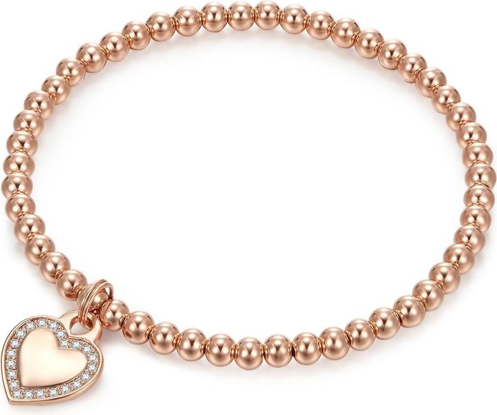 Immagine prodotto Lulu & Jane Cuore da donna in ottone con zirconia cubica in oro rosa - 29713 (18 cm, Ottone)