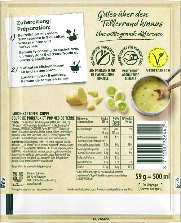 Immagine prodotto Knorr 100% zuppa di patate naturale, zuppa in busta con patate, porri e cipolle, pasto pronto