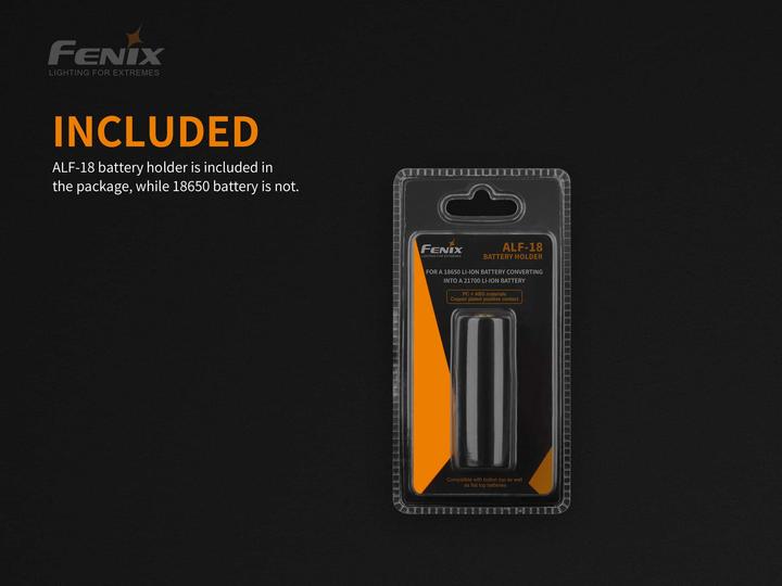 Immagine prodotto Fenix ALF-18, adattatore per batterie 18650 a 21700